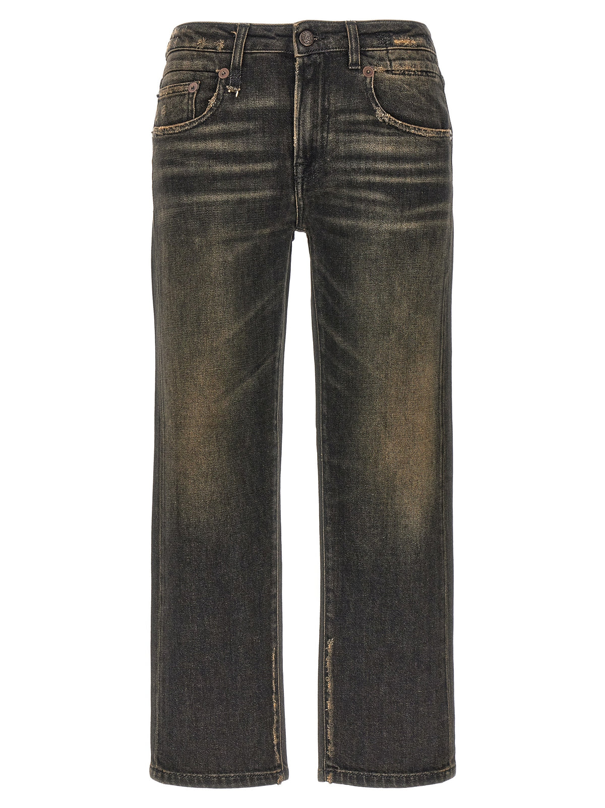 R13 Black Cotton Boyfriend Jeans