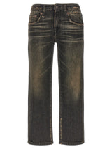R13 Black Cotton Boyfriend Jeans