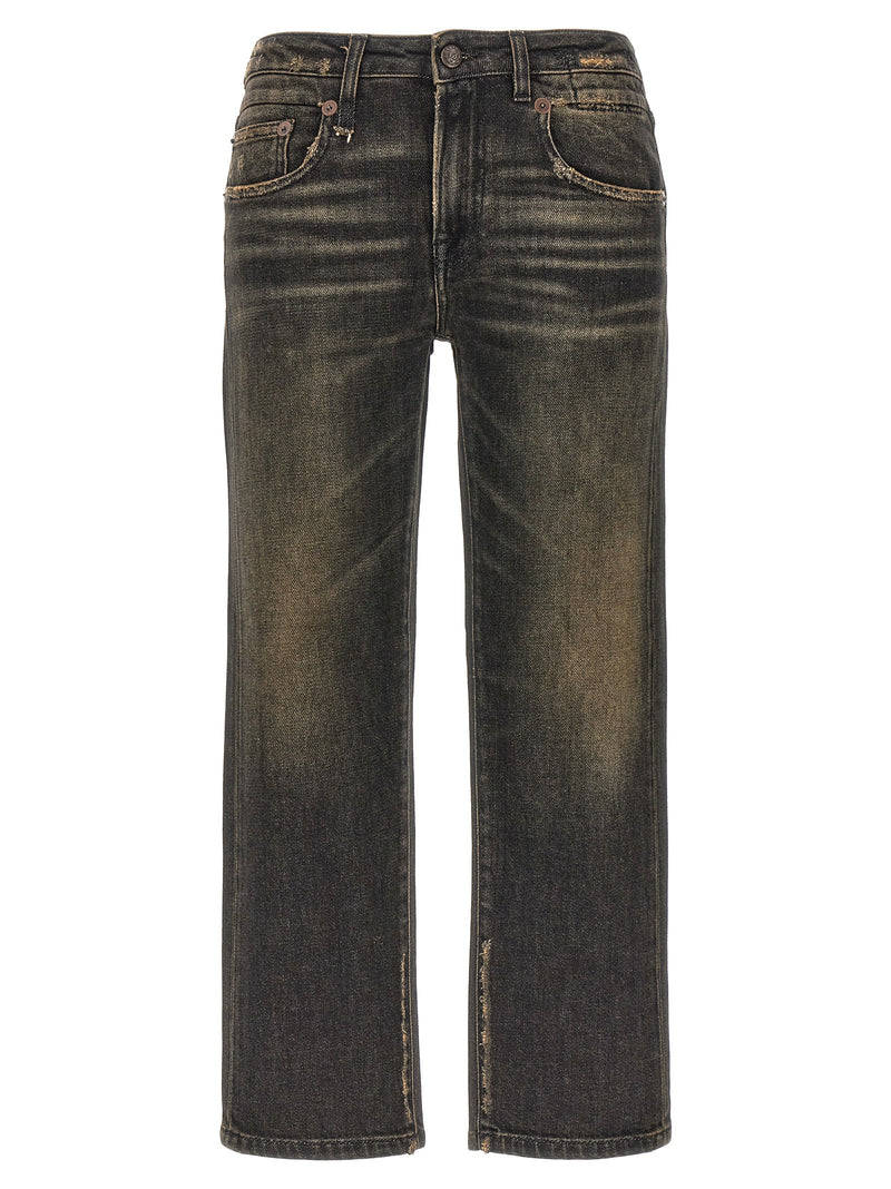 R13 Black Cotton Boyfriend Jeans - Stylish Comfort