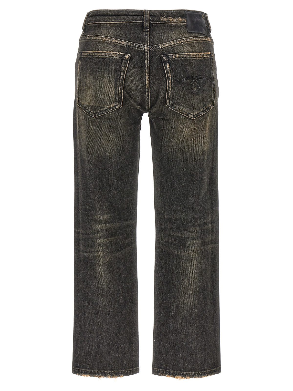 R13 Black Cotton Boyfriend Jeans