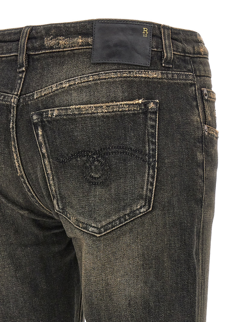 R13 Black Cotton Boyfriend Jeans - Stylish Comfort