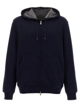 Sweat-shirt en coton bleu Brunello Cucinelli