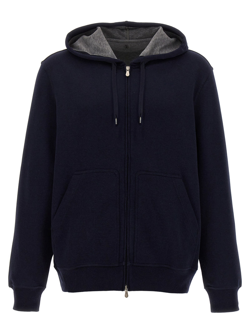 Sweat-shirt en coton bleu Brunello Cucinelli
