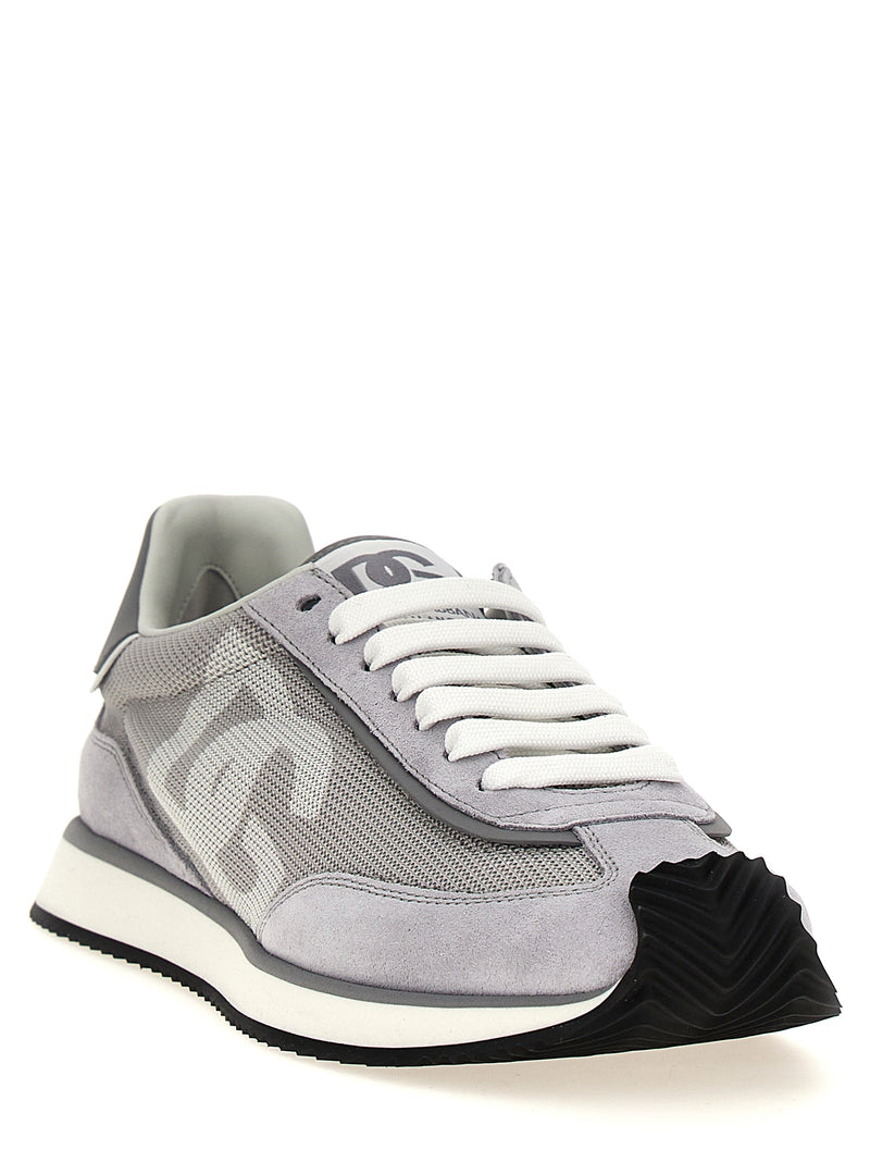 Dolce & Gabbana Gray Calfskin DG Cushion Athletic Sneakers