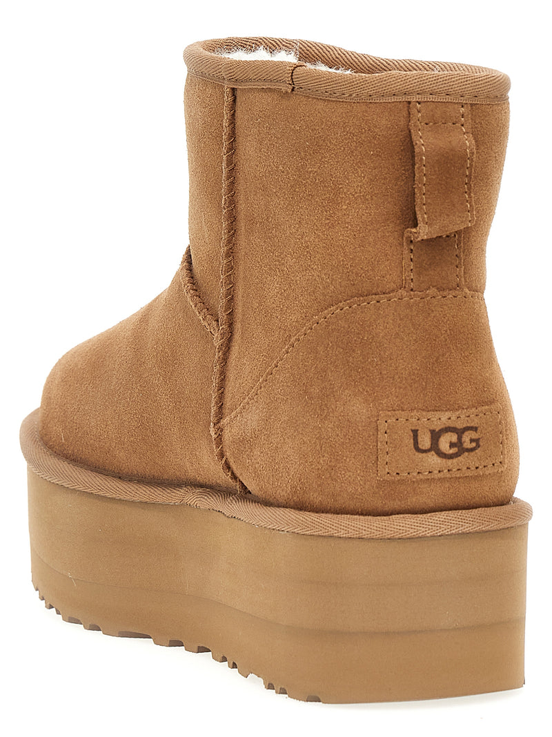 UGG Classic Mini Platform Brown Cowhide Ankle Boots for Women