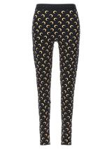 Marine Serre Black Polyamide Leggings - Moon Printed Design