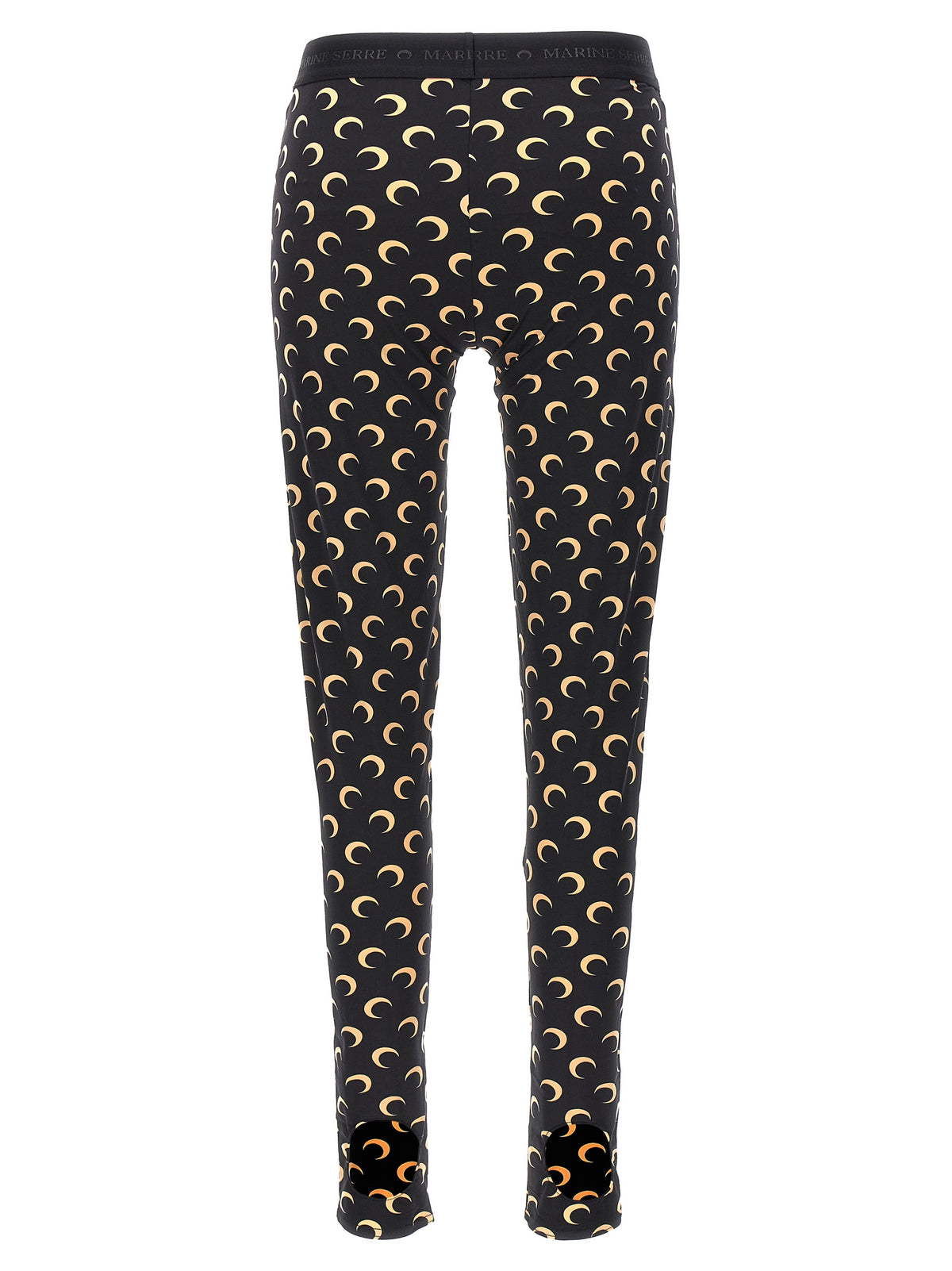 Marine Serre Black Polyamide Leggings - Moon Printed Design