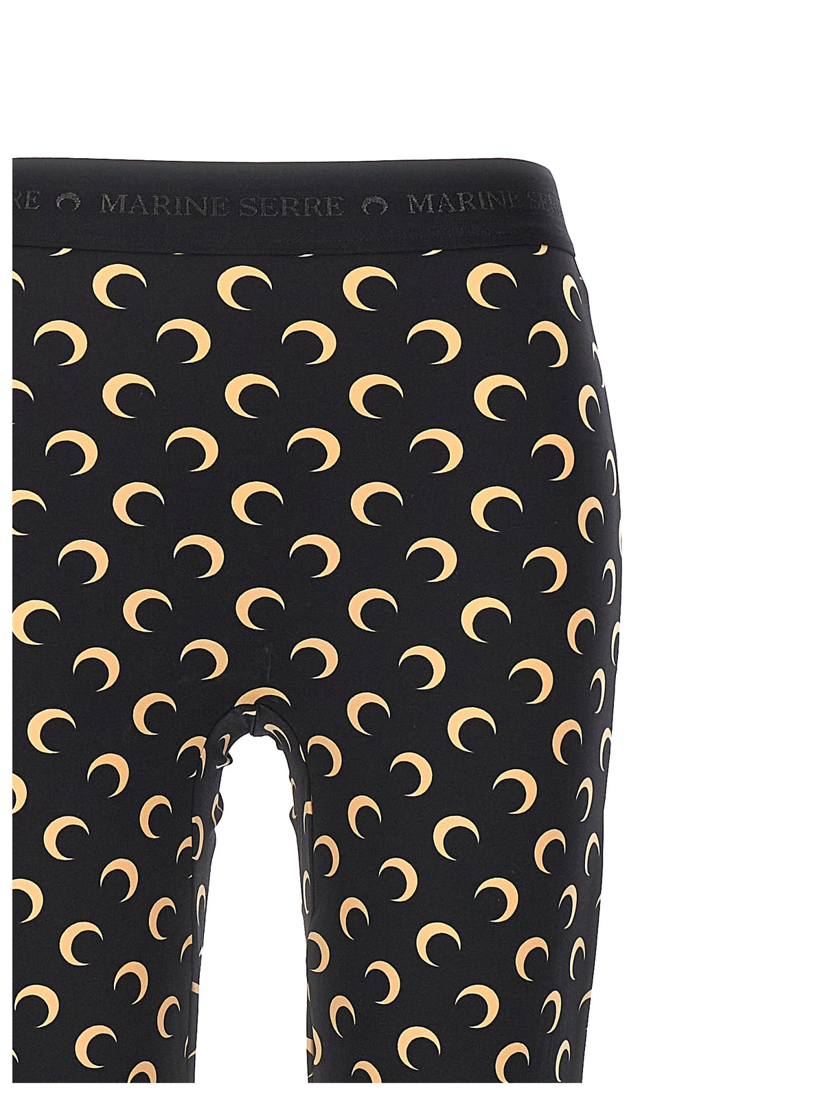 Marine Serre Black Polyamide Leggings - Moon Printed Design