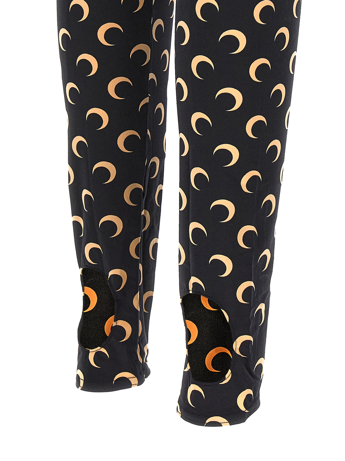 Marine Serre Black Polyamide Leggings - Moon Printed Design