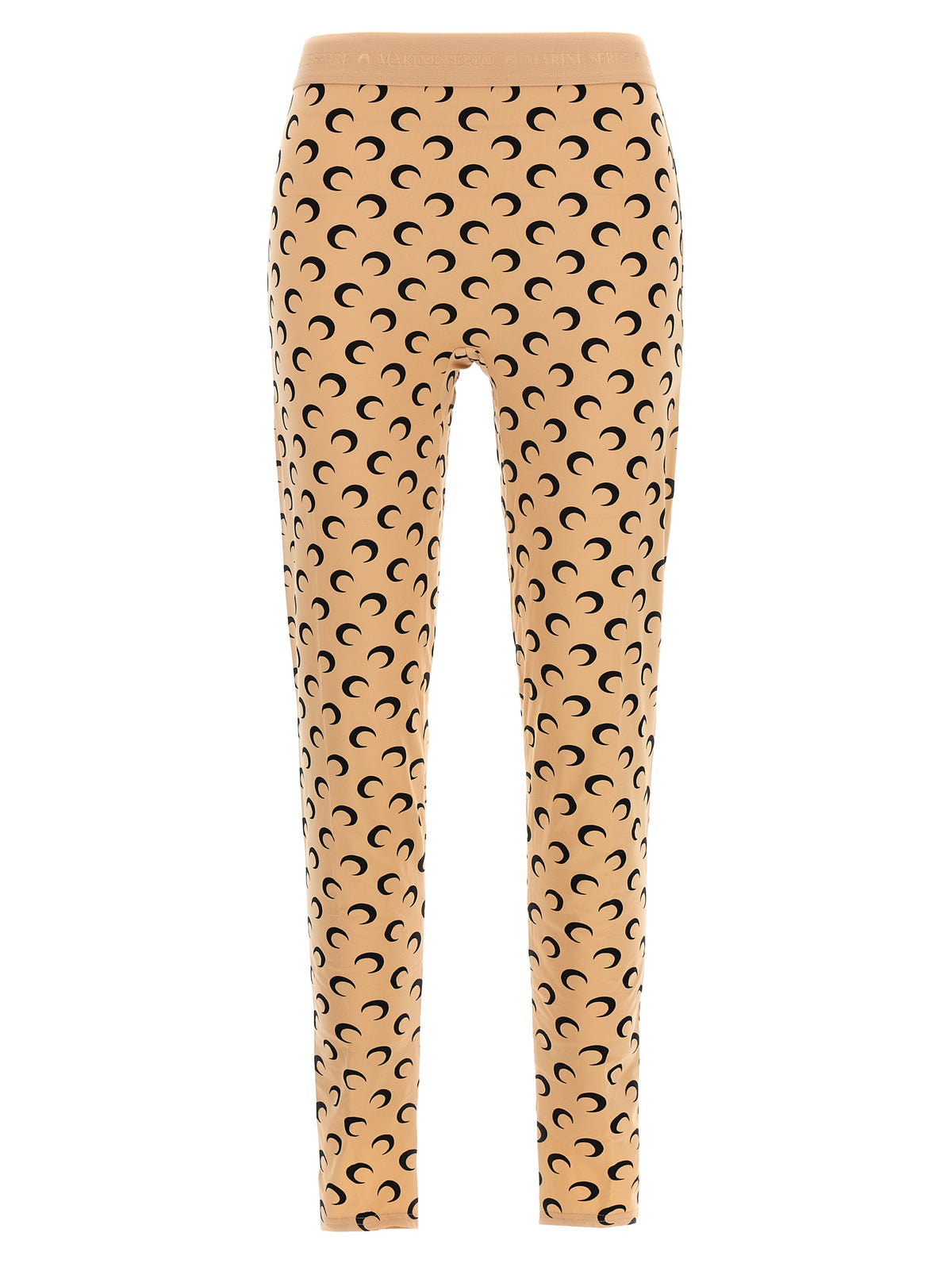Marine Serre Beige Polyamide Leggings - Moon Printed Design