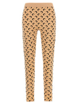 Marine Serre Beige Polyamide Leggings - Moon Printed Design