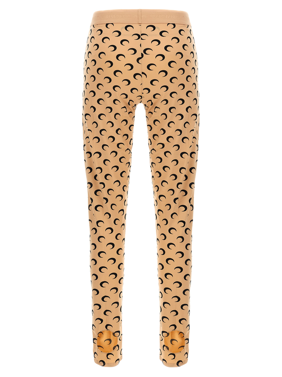 Marine Serre Beige Polyamide Leggings - Moon Printed Design