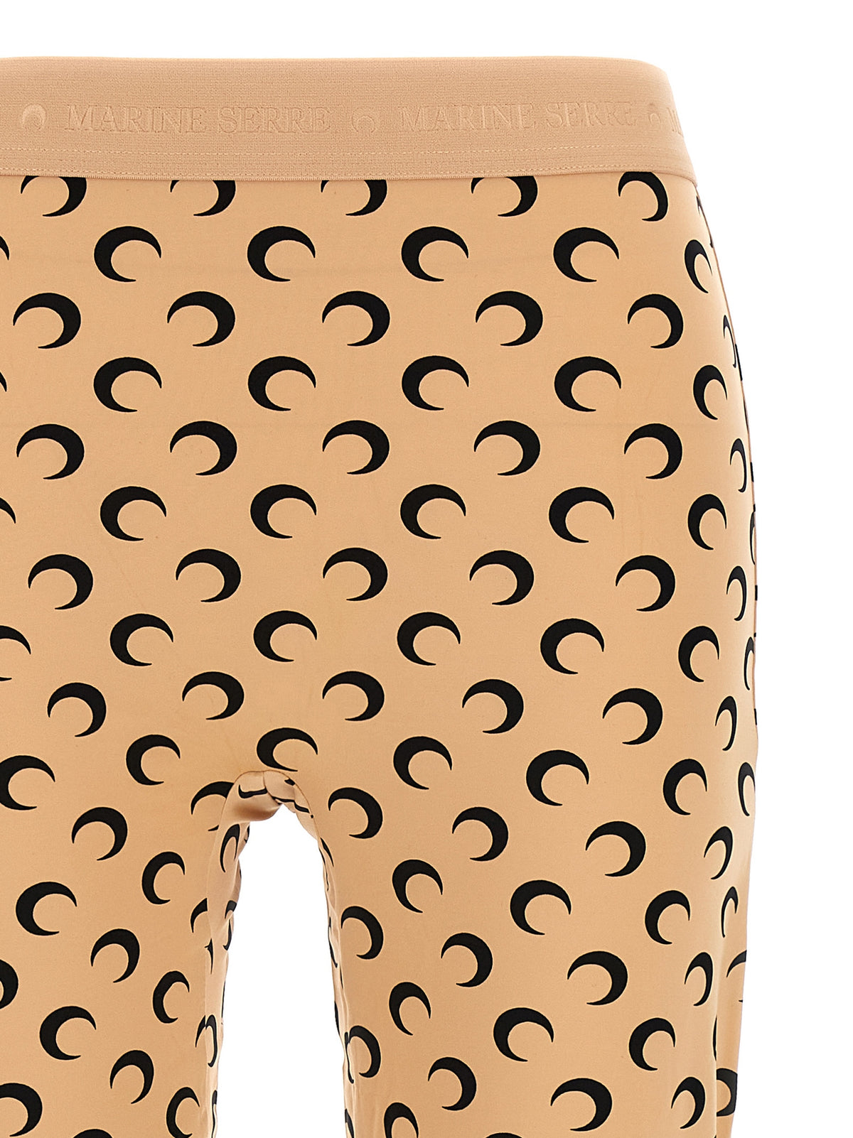 Marine Serre Beige Polyamide Leggings - Moon Printed Design