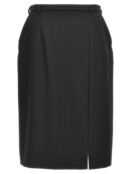 Dolce & Gabbana Black Virgin Wool Midi Skirt