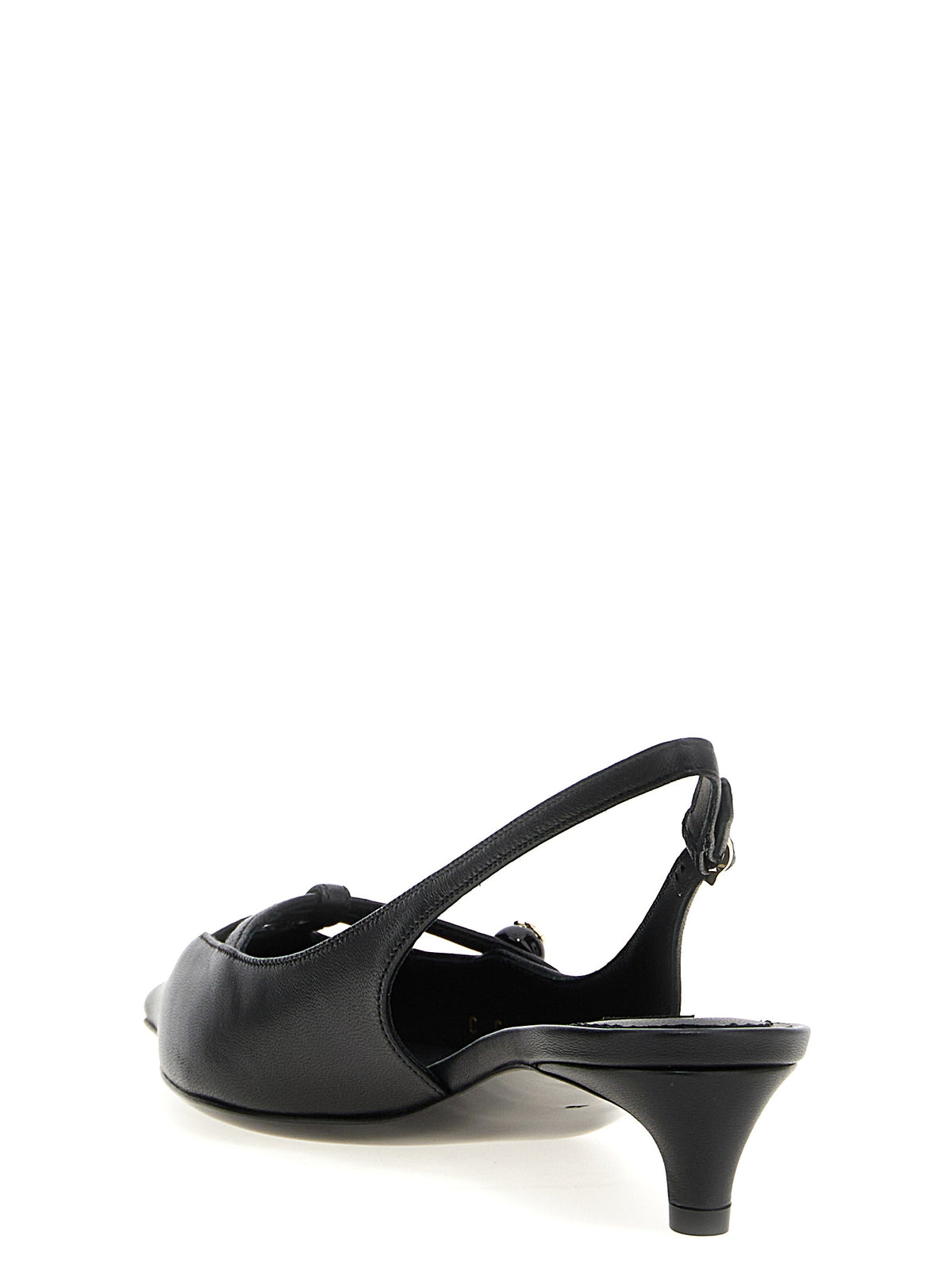 Dolce & Gabbana Black Lamb Leather Mid Heel Pumps