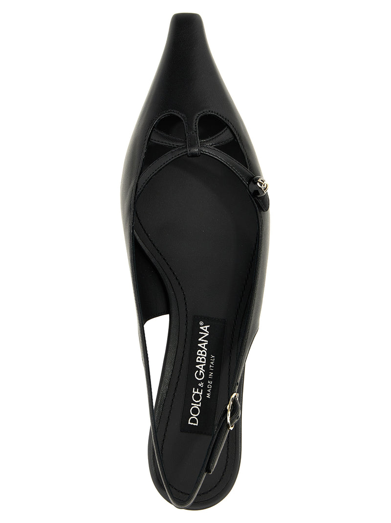 Dolce & Gabbana Black Lamb Leather Mid Heel Pumps