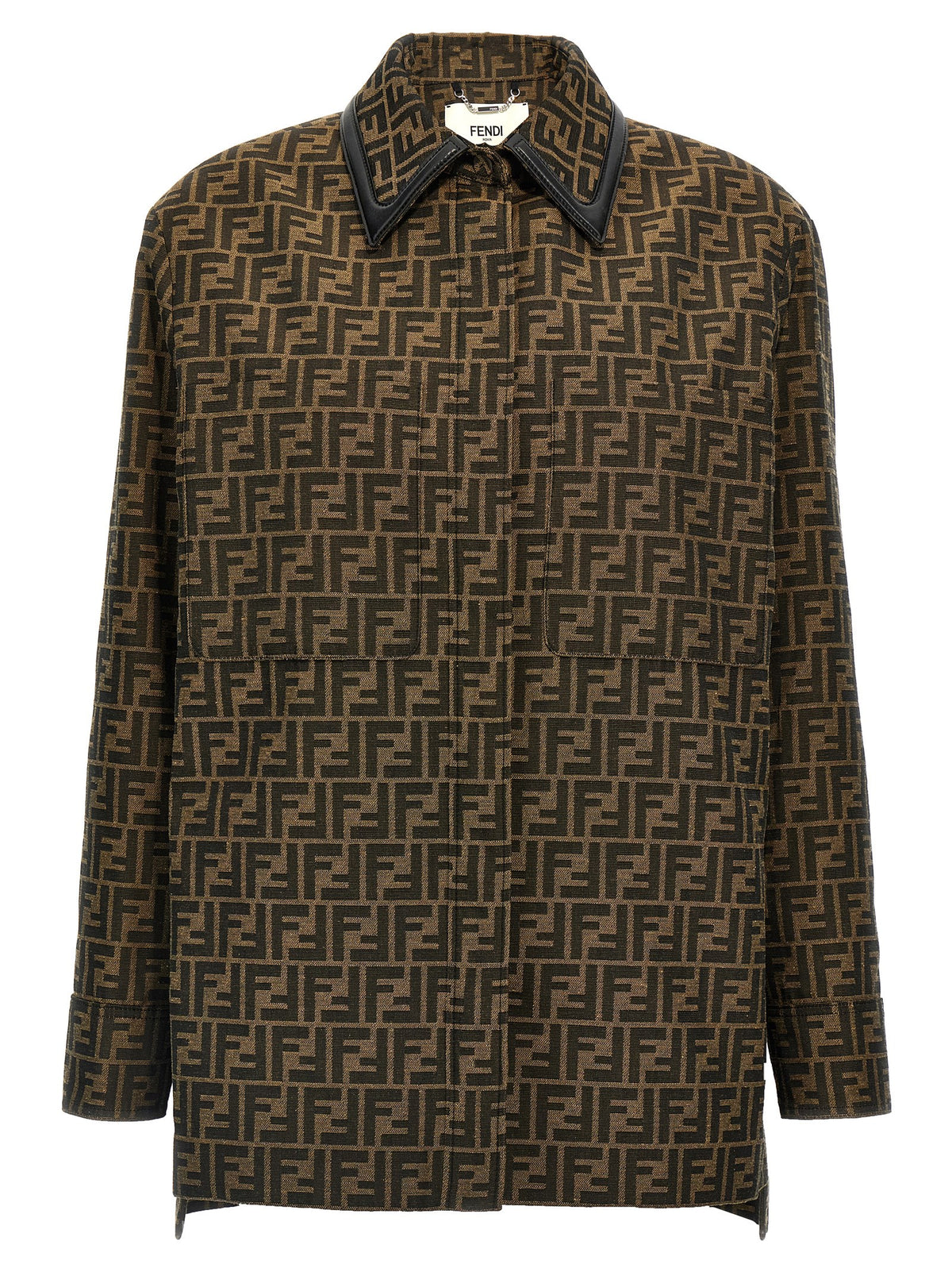 Fendi Brown Polyester Leather Jacket