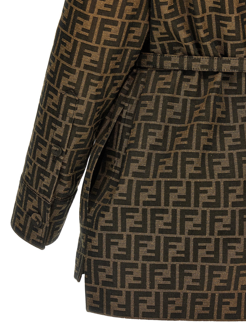 Veste Fendi en polyester marron et cuir