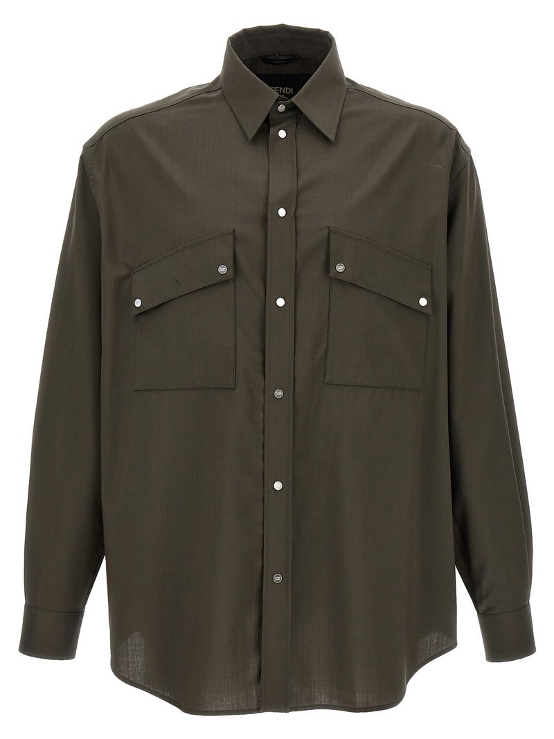 Fendi Bicolor Wool Blouse - Green