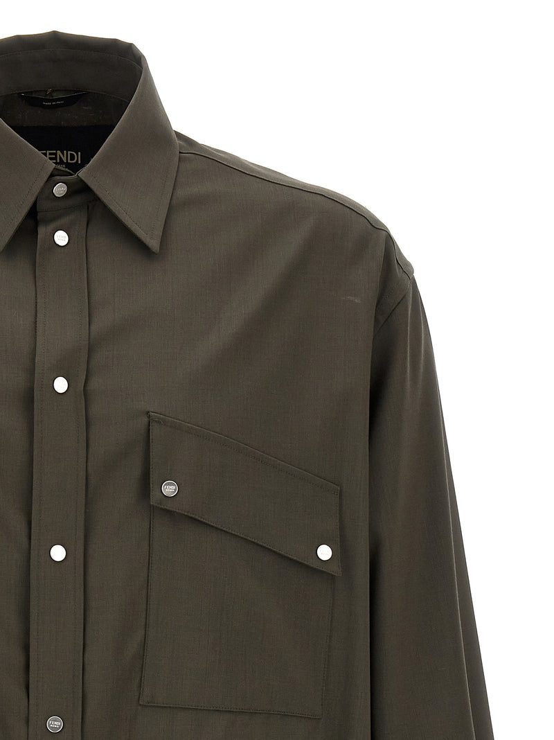Fendi Bicolor Wool Blouse - Green