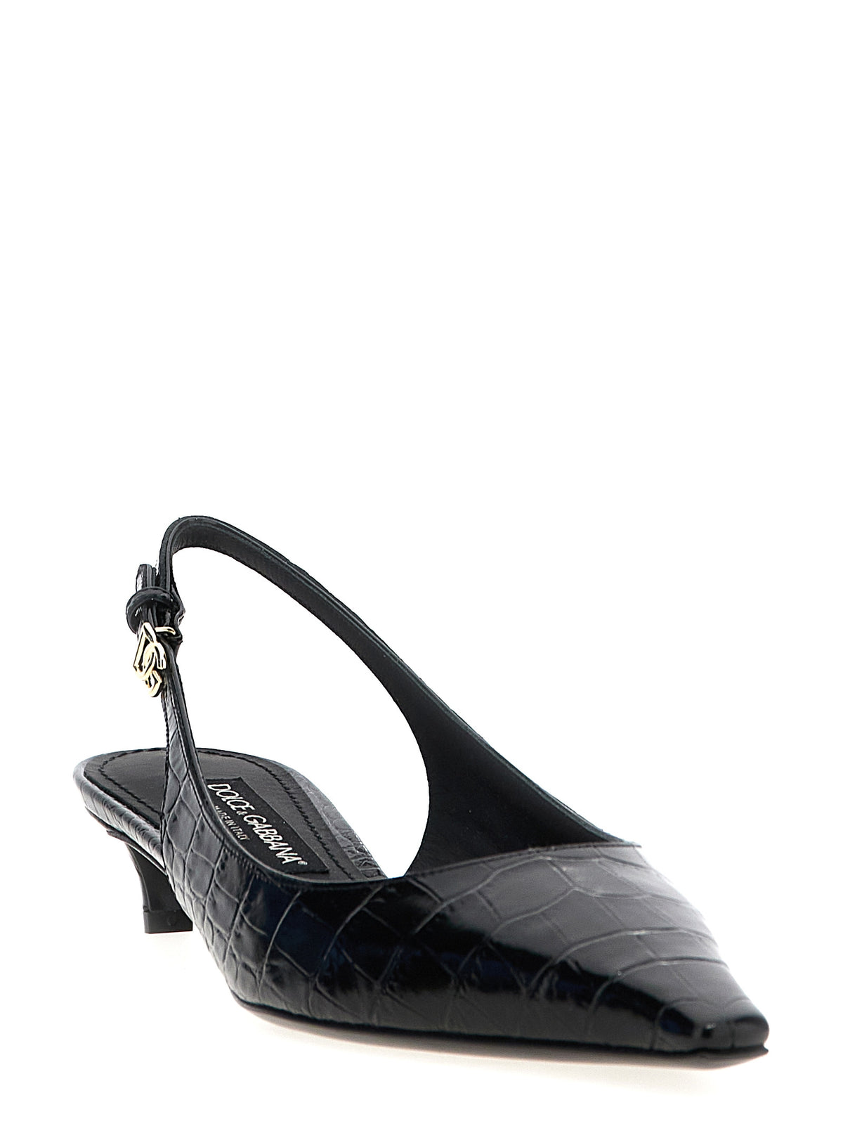 Dolce & Gabbana Black Calfskin Mid Heel Pumps - Mun