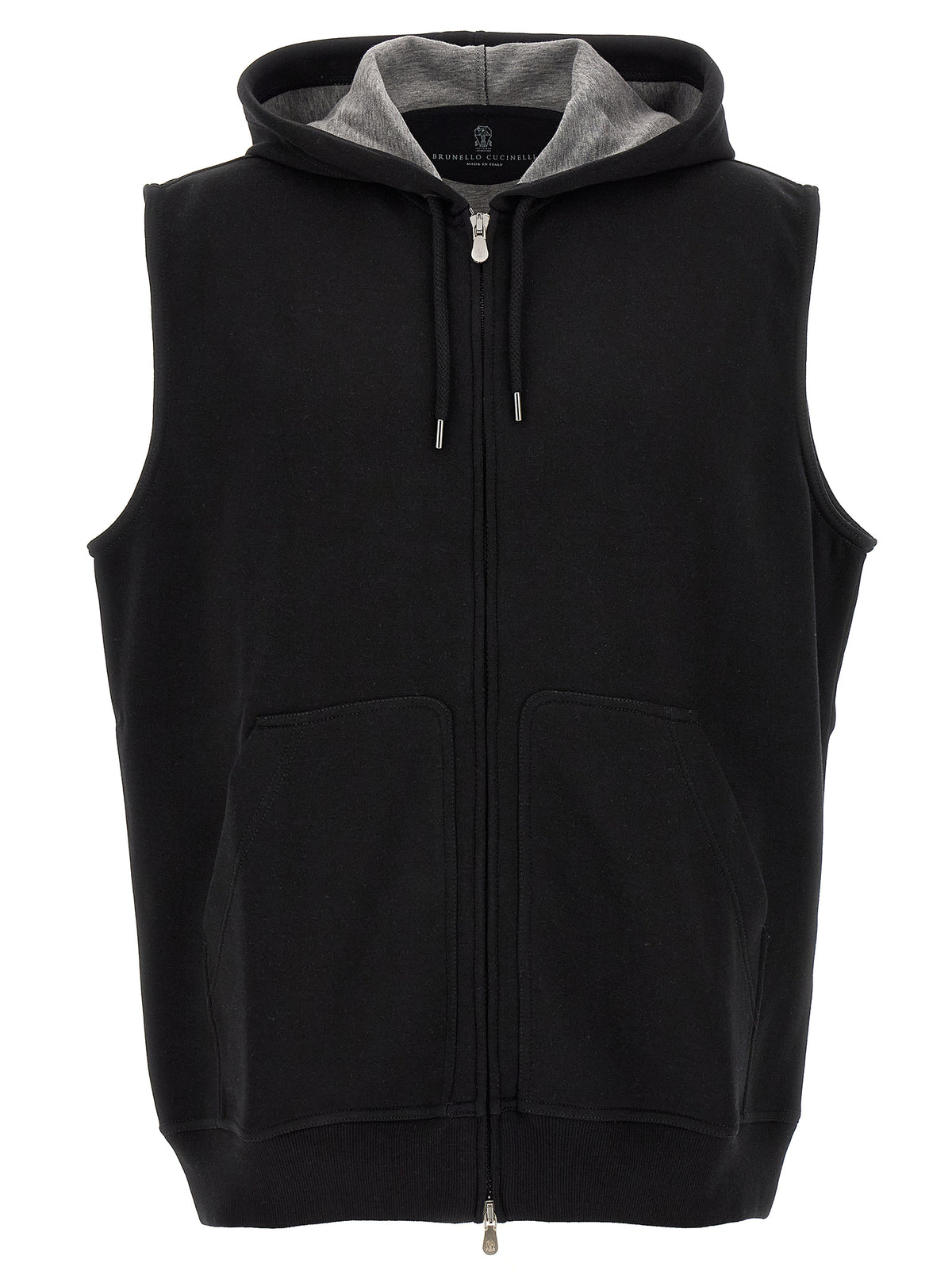Veste sans manches en coton noir Brunello Cucinelli