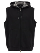 Veste sans manches en coton noir Brunello Cucinelli