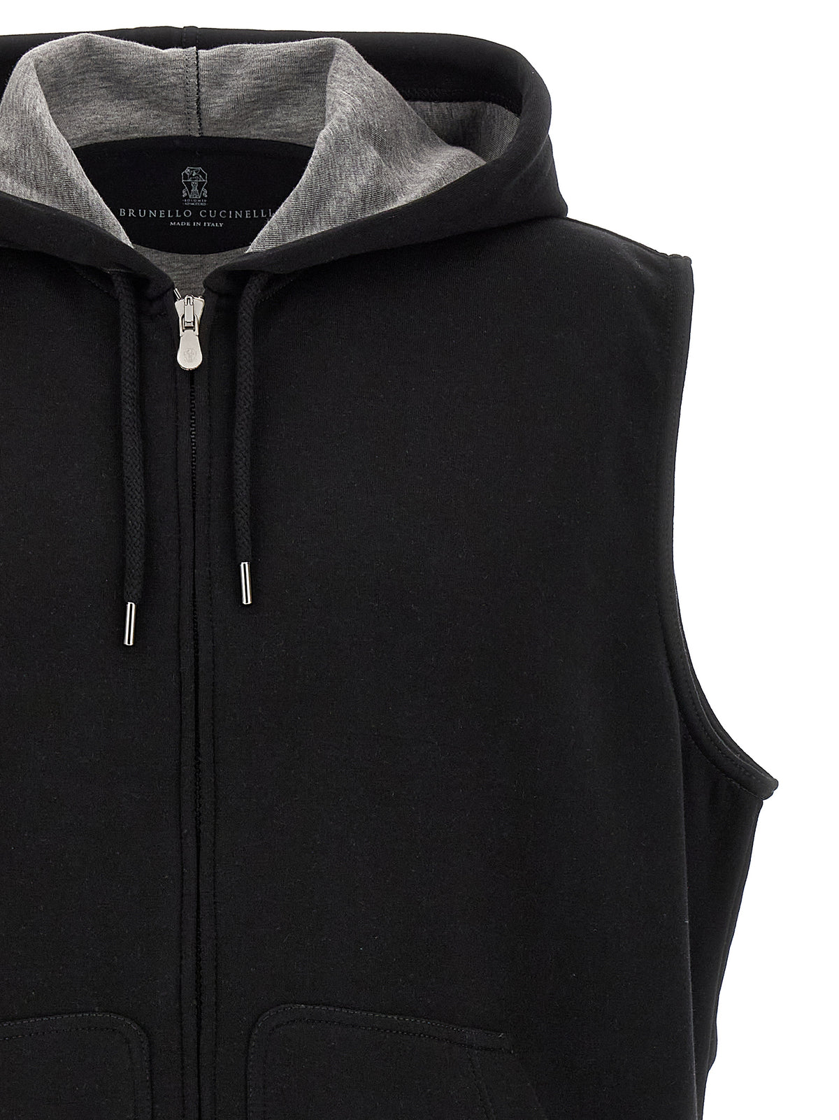 Veste sans manches en coton noir Brunello Cucinelli