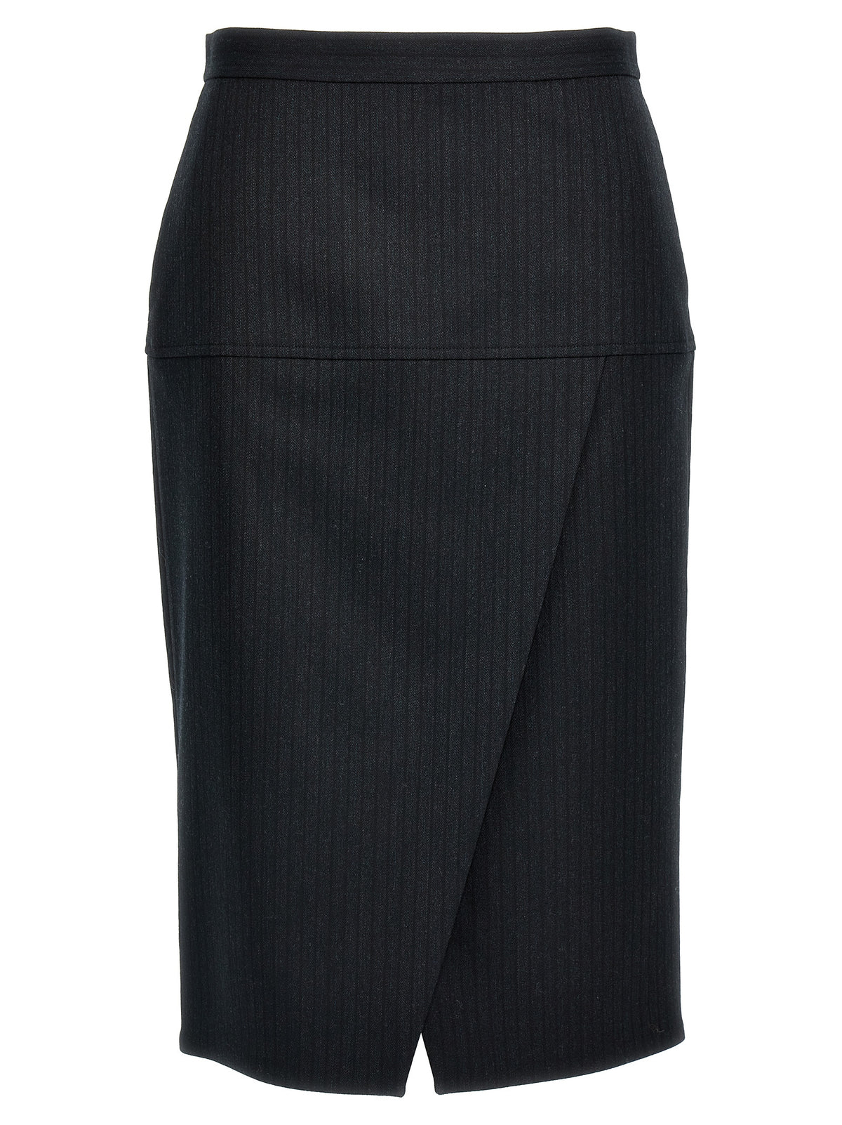 Fendi Gray Virgin Wool Midi Skirt