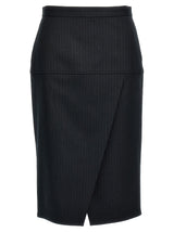 Fendi Gray Virgin Wool Midi Skirt