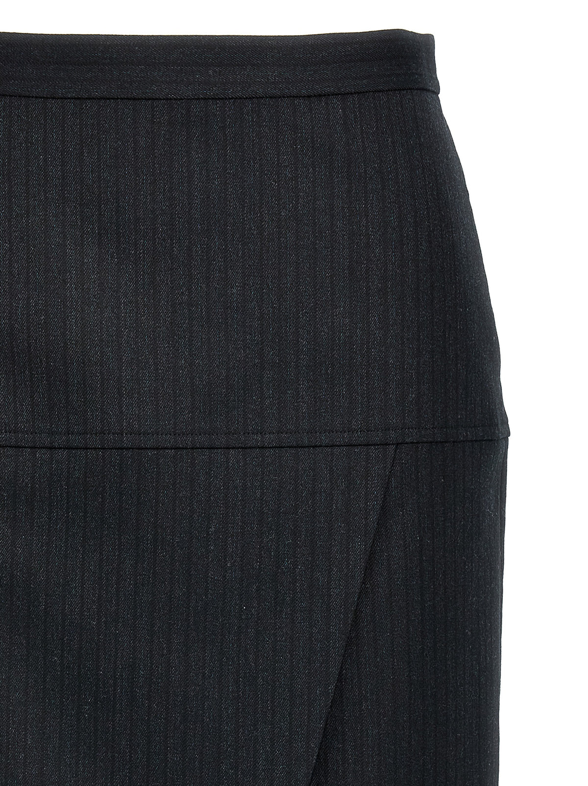Fendi Gray Virgin Wool Midi Skirt