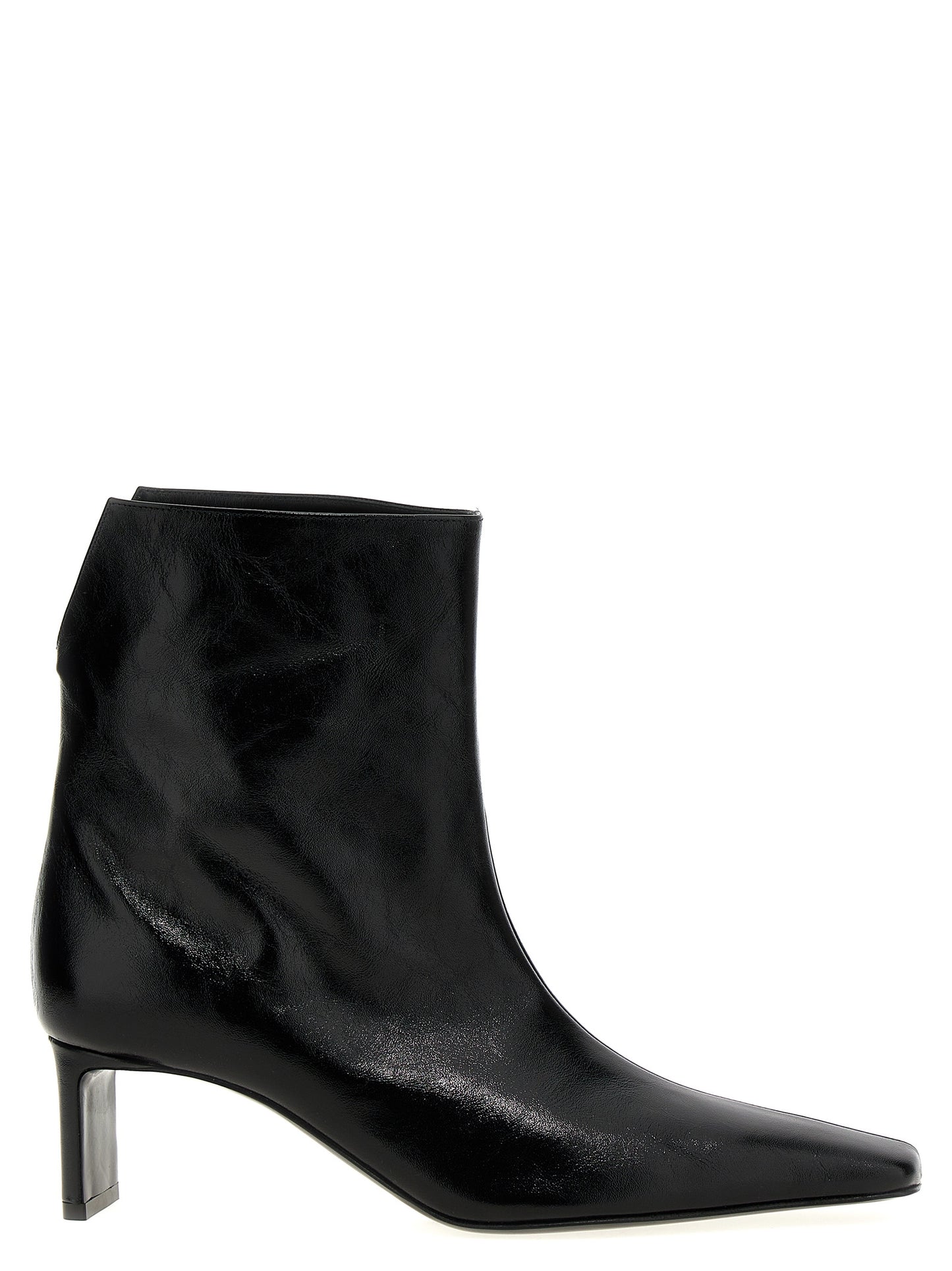 Khaite Black Calfskin Ankle Boots
