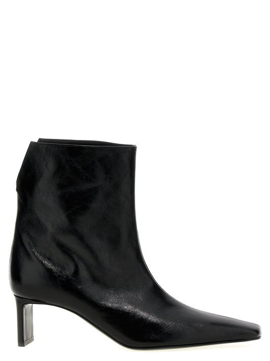 Khaite Black Calfskin Ankle Boots