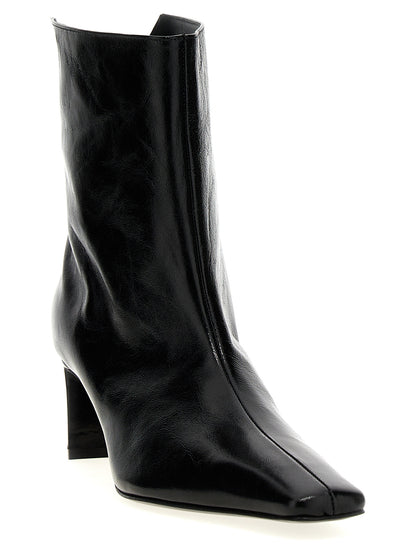 Khaite Black Calfskin Ankle Boots
