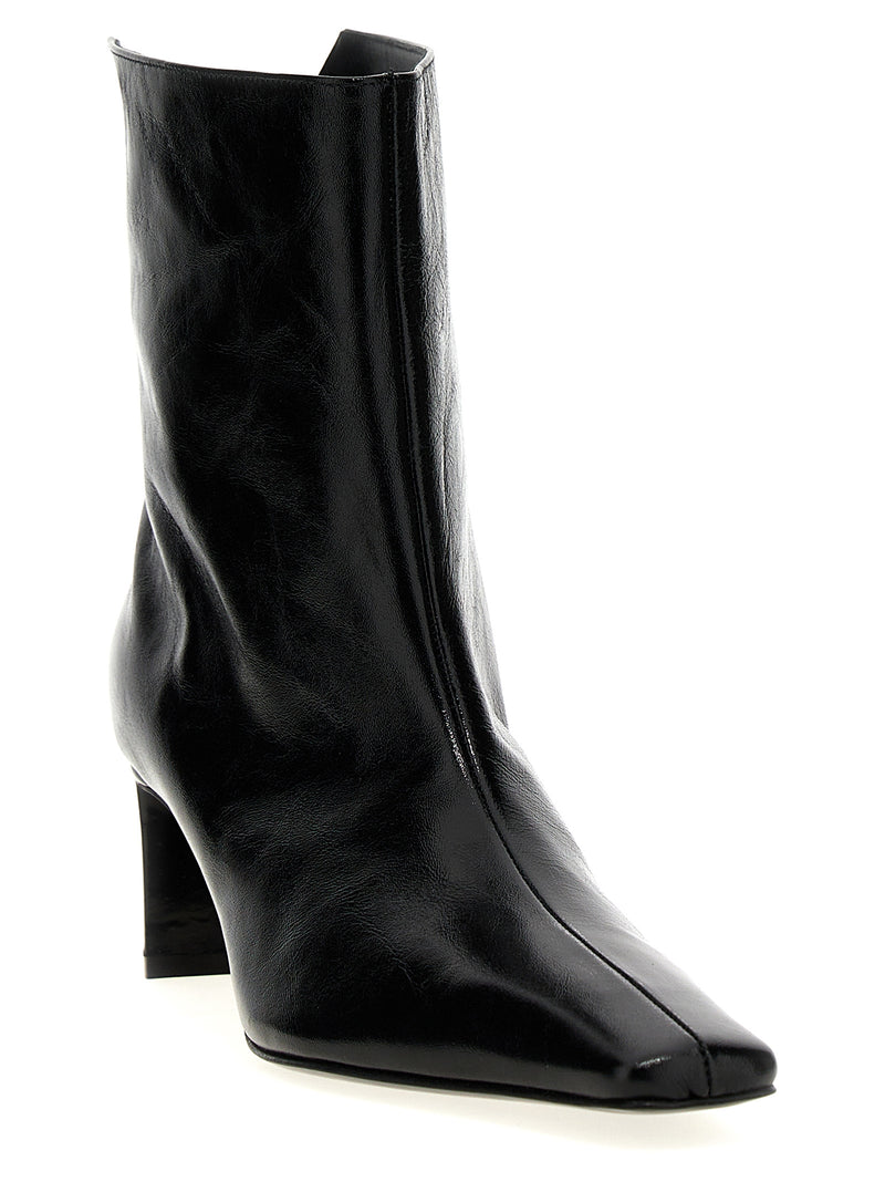 Khaite Black Calfskin Ankle Boots