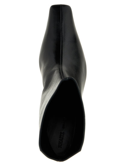 Khaite Black Calfskin Ankle Boots
