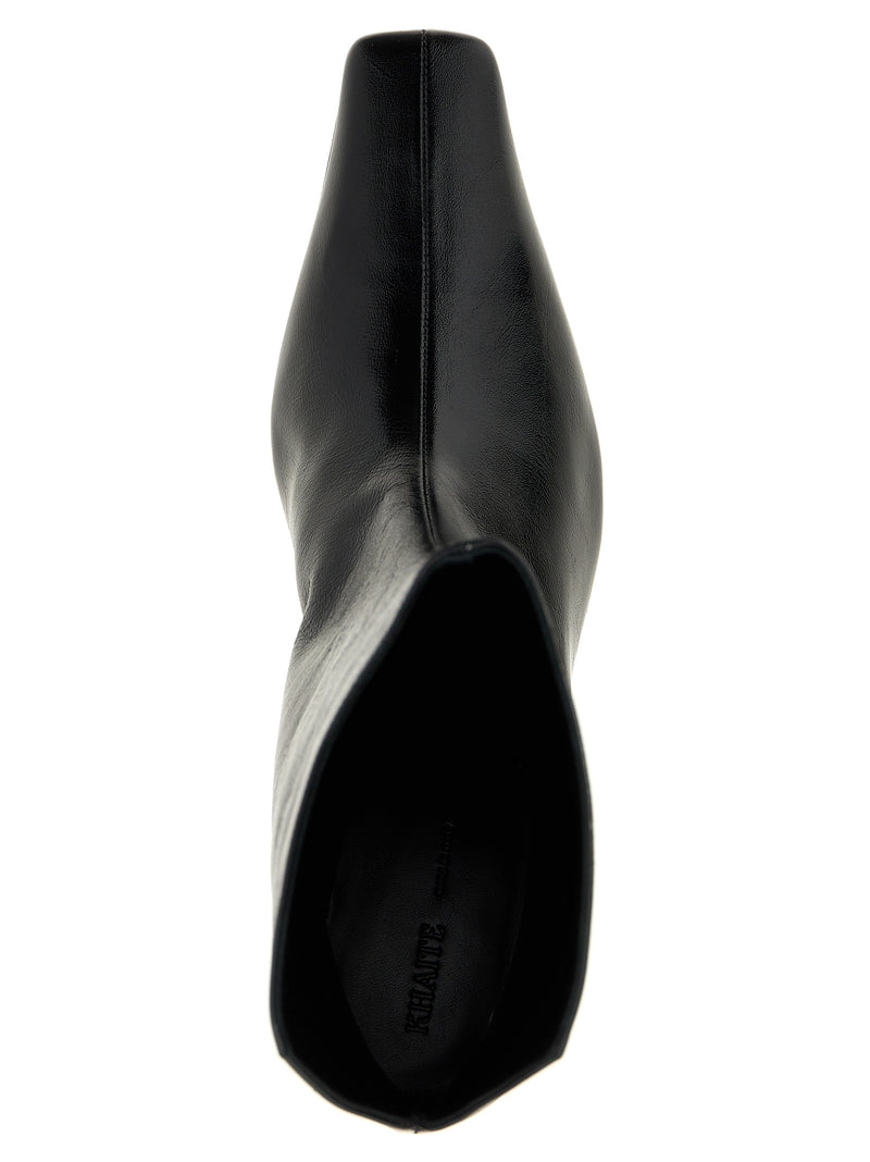 Khaite Black Calfskin Ankle Boots