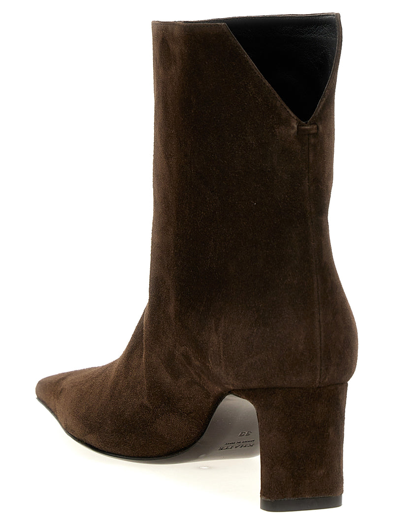 Khaite Brown Calfskin Ankle Boots