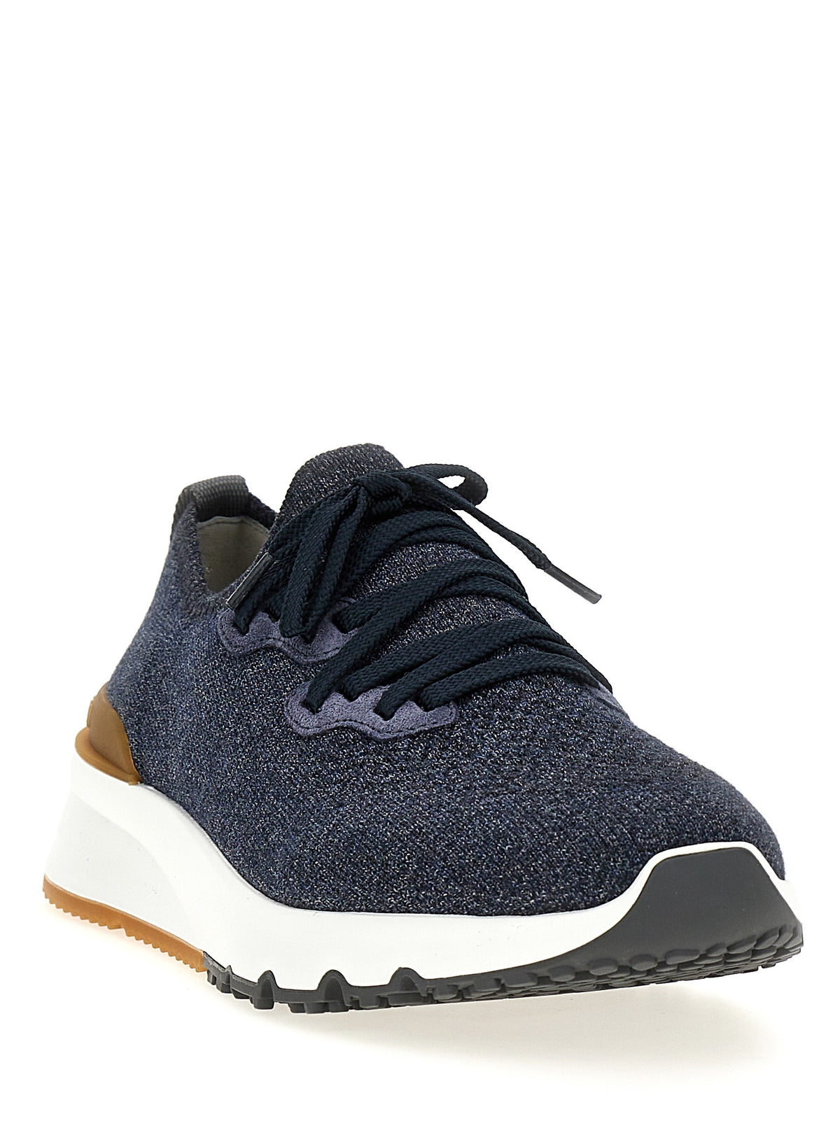 Baskets de sport en coton bleu Brunello Cucinelli