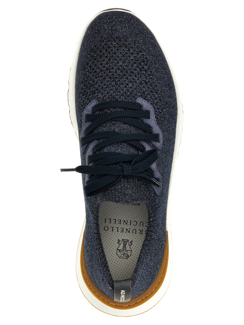 Baskets de sport en coton bleu Brunello Cucinelli