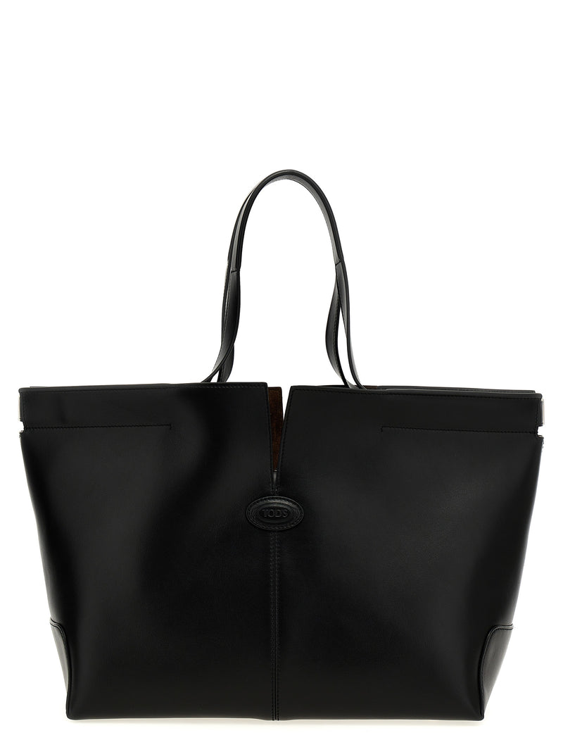 Tod's Black Calfskin Tote Bag - Di Bag Folio Leather Shopper