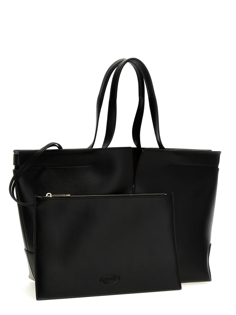 Tod's Black Calfskin Tote Bag - Di Bag Folio Leather Shopper