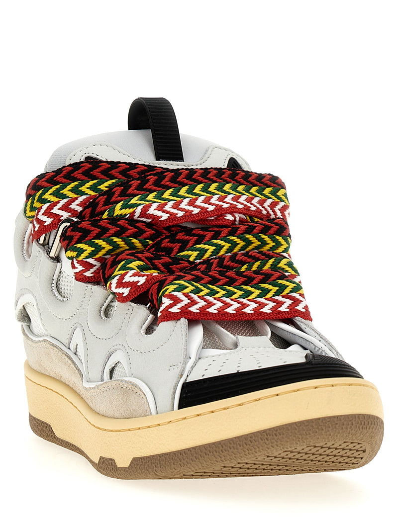 Lanvin Gray Calfskin Curb Chunky Sneakers for Men