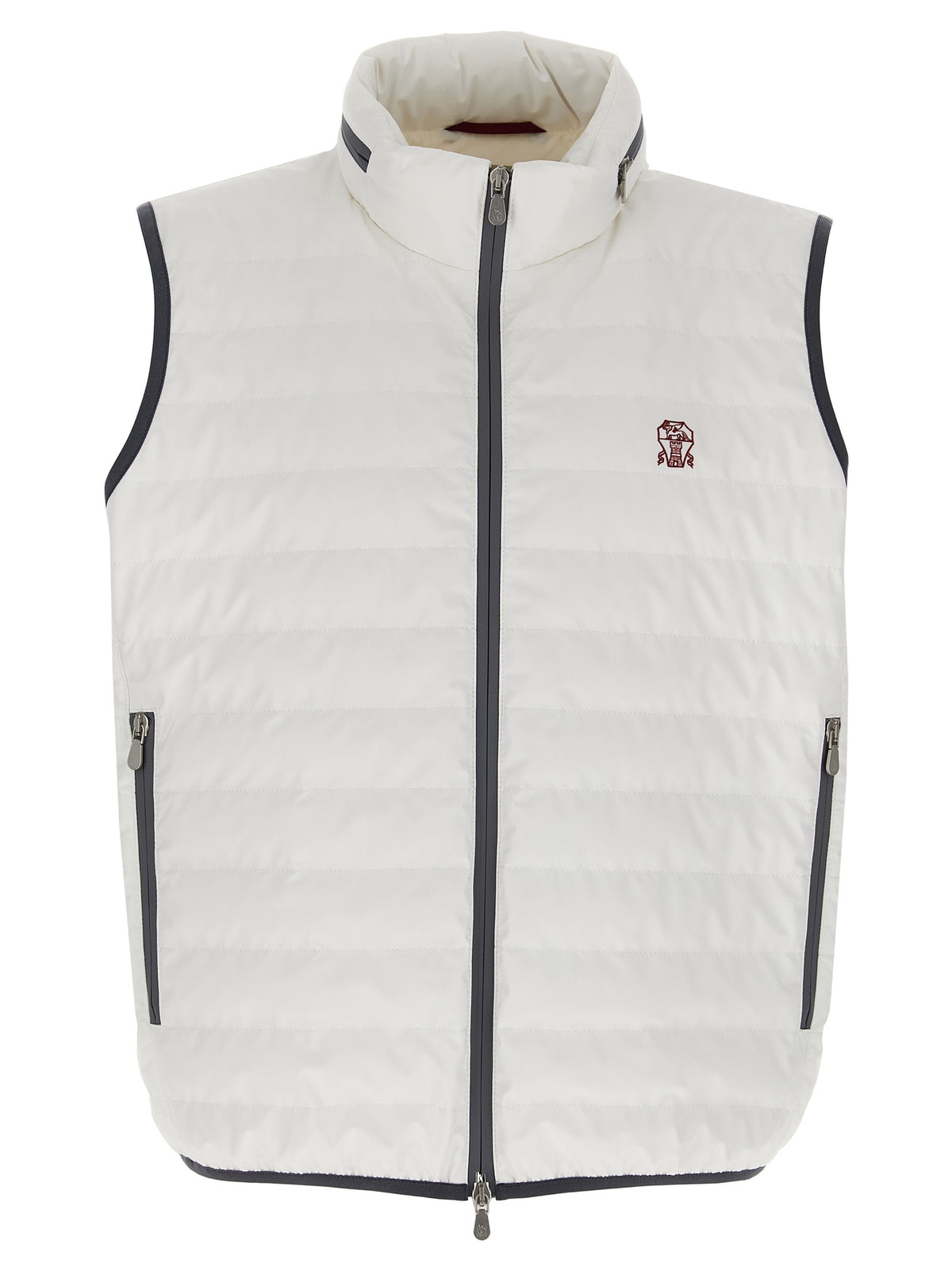 Brunello Cucinelli White Sleeveless Jacket in Water-Repellent Fabric
