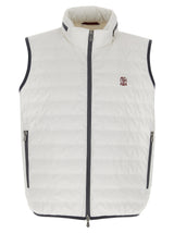 Brunello Cucinelli White Sleeveless Jacket in Water-Repellent Fabric
