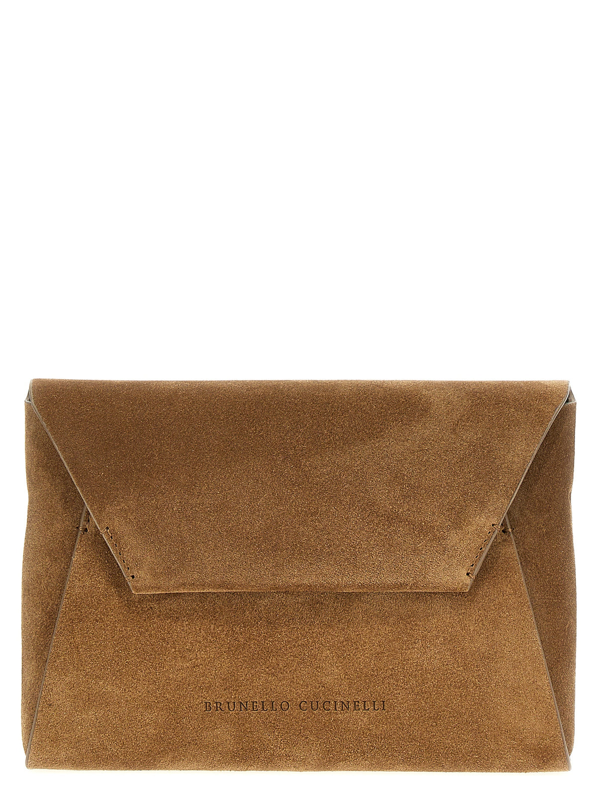 Brunello Cucinelli Pochette en cuir de veau marron