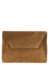 Brunello Cucinelli Pochette en cuir de veau marron