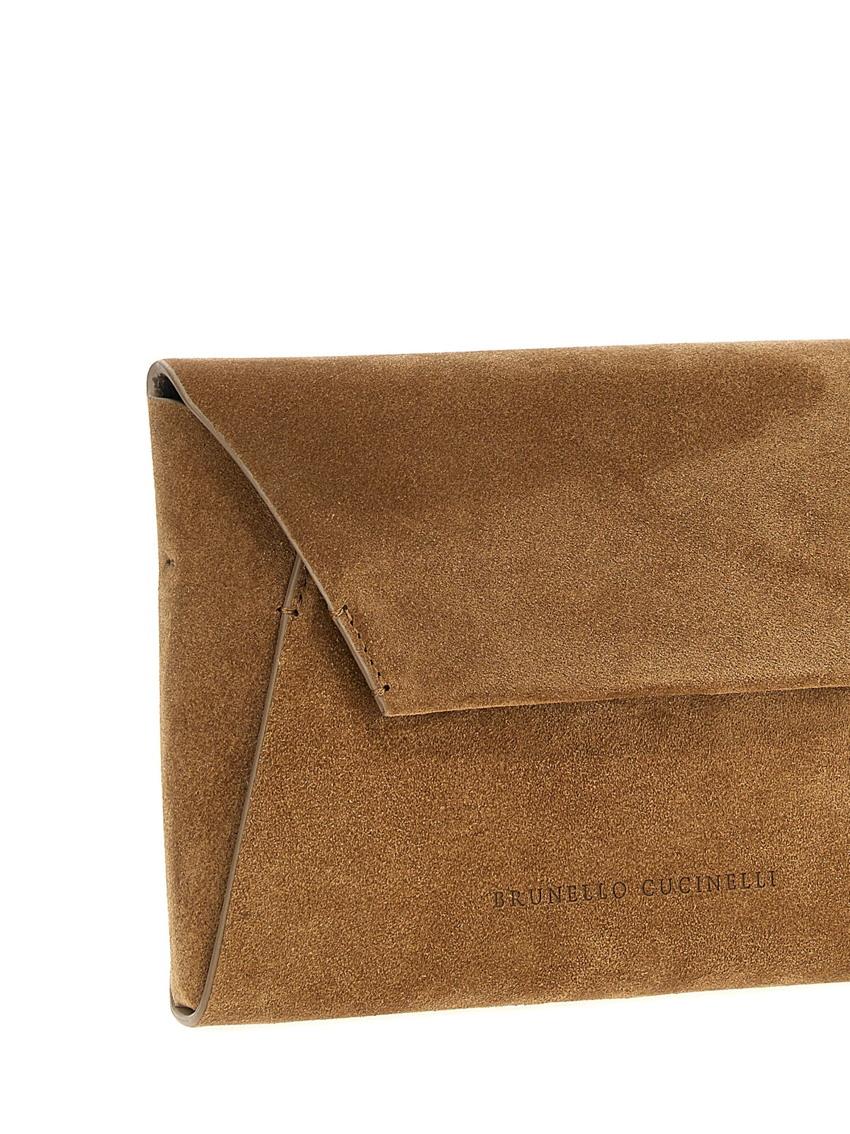 Brunello Cucinelli Pochette en cuir de veau marron