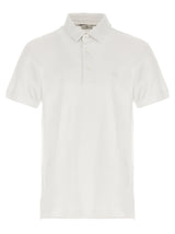 Etro White Cotton Polo Shirt with Floral Paisley Collar