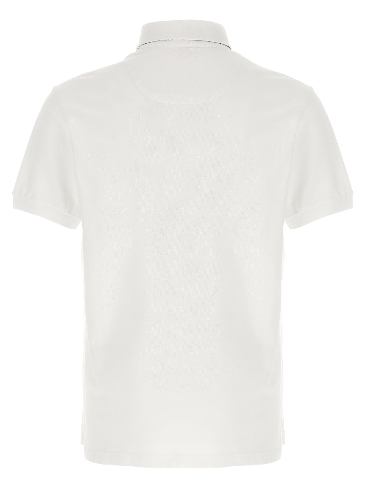 Etro White Cotton Polo Shirt with Floral Paisley Collar